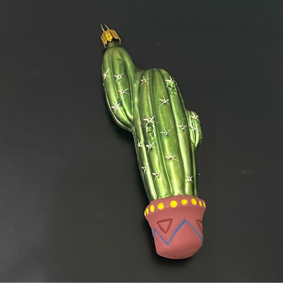 Vintage Handblown Mercury Glass Potted Cactus Christmas Tree Ornament Germany - Picture 3 of 13